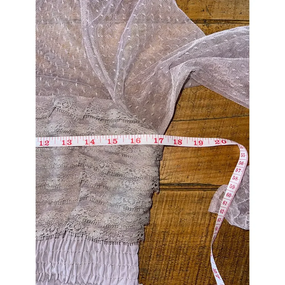Womens Free People Sheer Lace‎ Lavender Mini Dress Keyhole Size 10